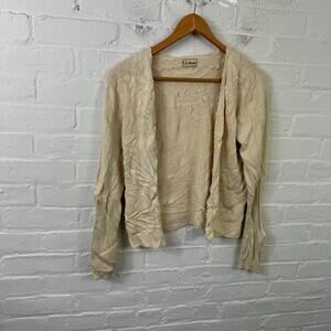 L.L. Bean Women's Button Front Cardigan Sweater Long Sleeve Yellow Size Small